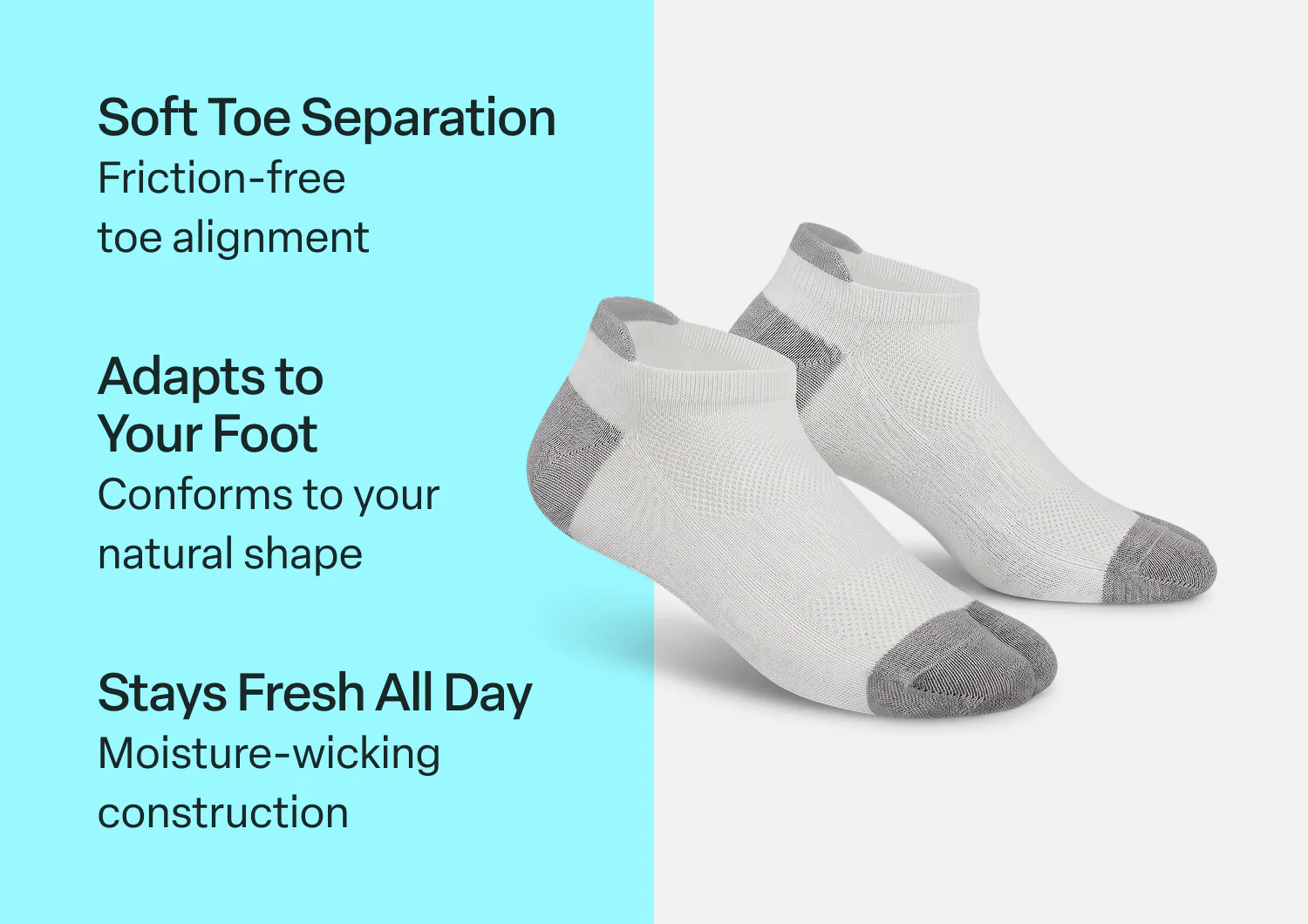 Bunion Relief, Padded Low Cut Socks - White - Image 3