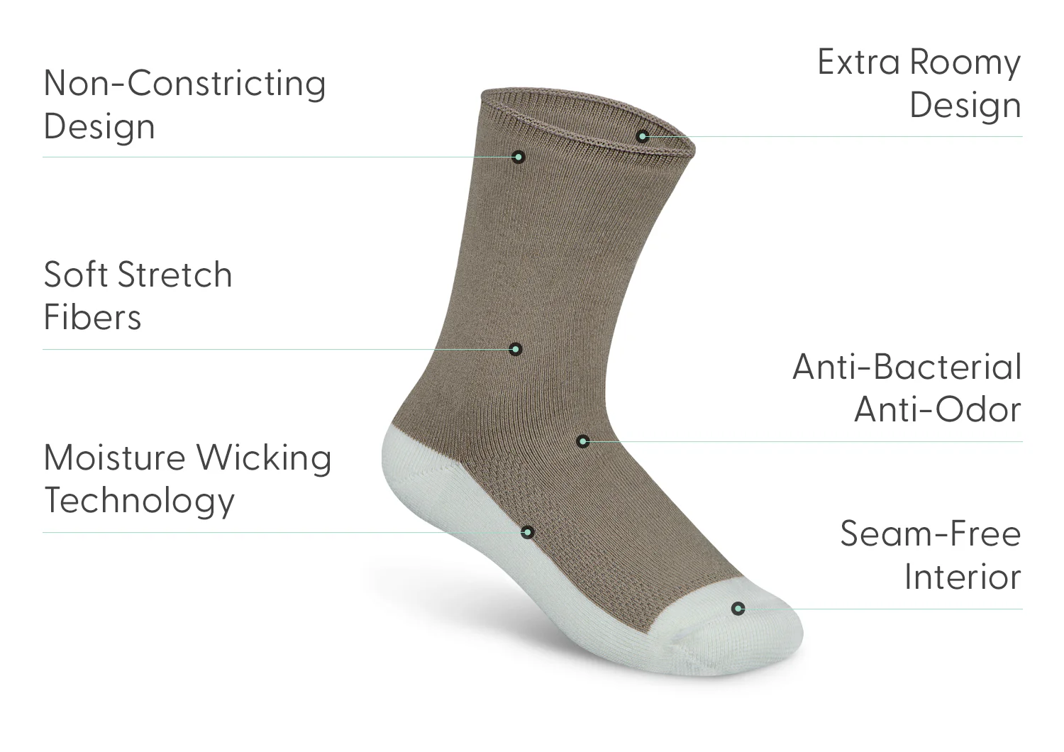 Extra Roomy Diabetic Socks (Thick) - Brown - Image 5