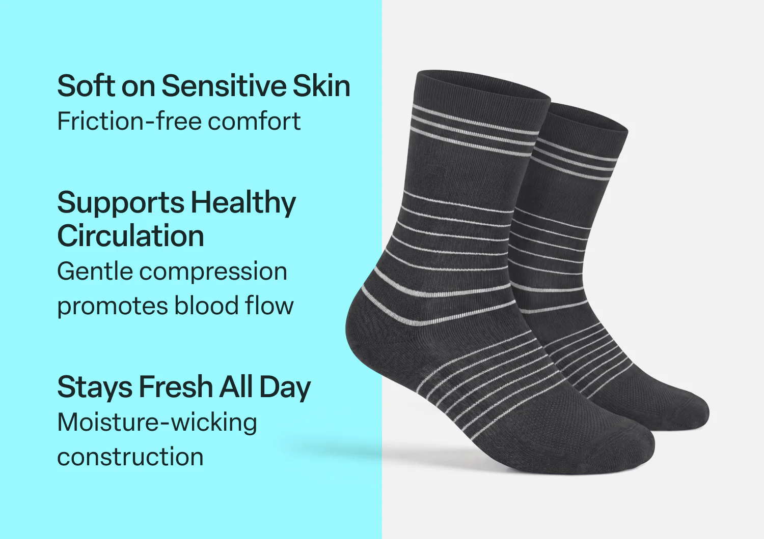 Mid-Calf Compression Socks 18-25 mmHg - Dark Gray - Image 3
