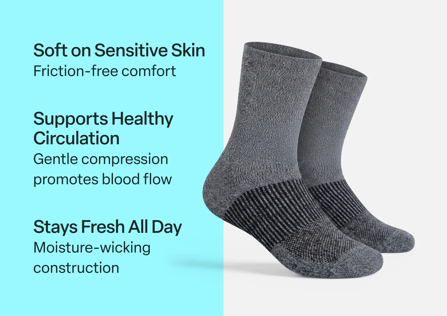 Mid-Calf Compression Socks 18-25 mmHg - Gray - Image 3