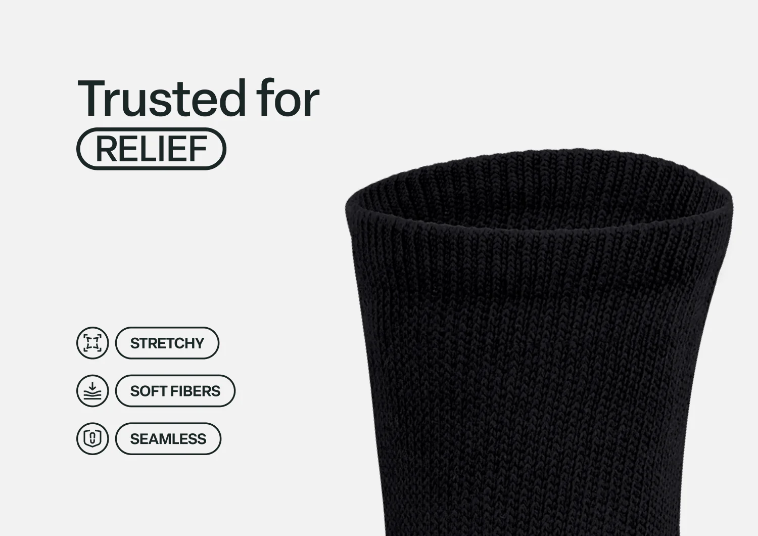 Padded Sole Diabetic Socks - Black - Image 3